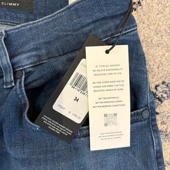 7 For All Mankind Men's Deep Blue Slim Jeans